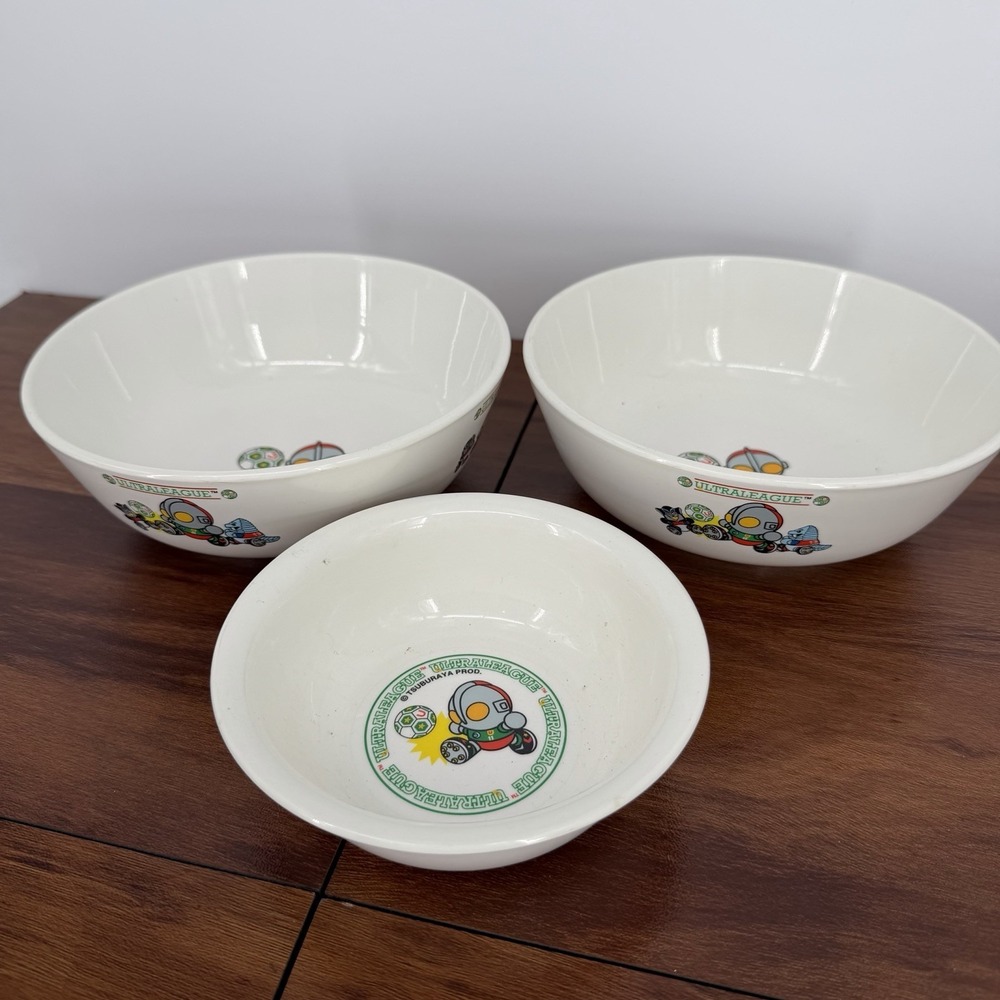 VTG 1994 Ultraman Bowls Lot‎ of 3 Tsuburaya Skater Co Plastic Kids Japan Retro